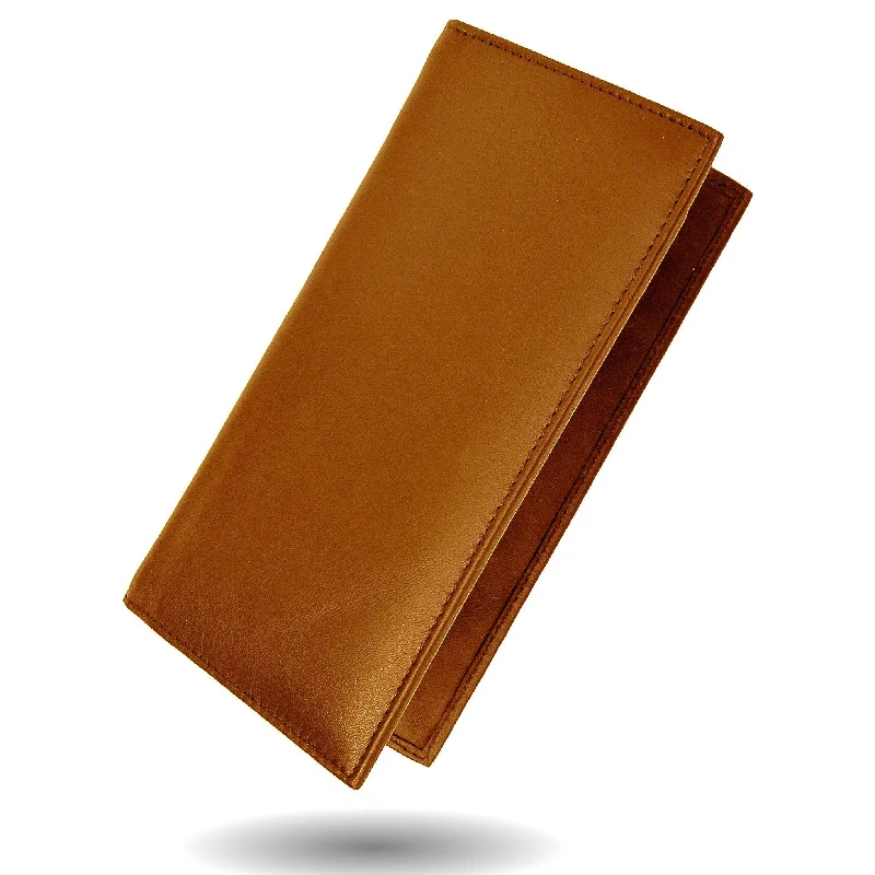 Deluxe RFID-Blocking Leather Check Book Holder - Tan