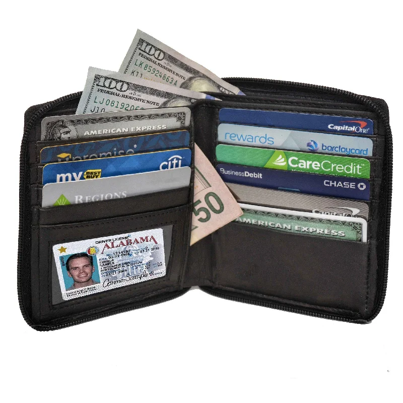 Adorable Deluxe RFID-Blocking Genuine Leather European Style Wallet - Black