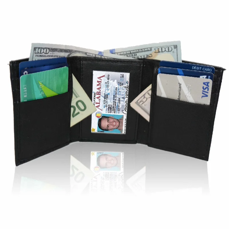 Adorable Deluxe RFID-Blocking Genuine Leather Tri-fold Wallet For Men