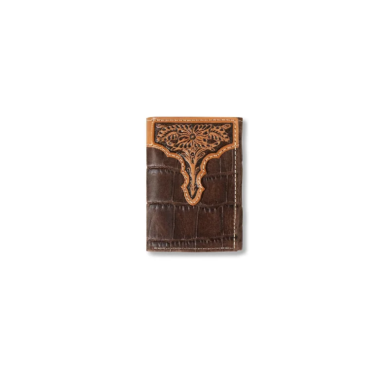 Ariat Croc Floral Embossed Trifold Wallet