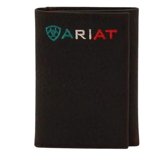 Ariat Mexico Flag Rowdy Brown Trifold Wallet