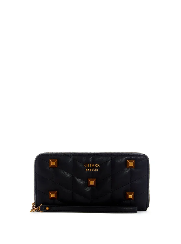 Black Brera Studded Large Wallet