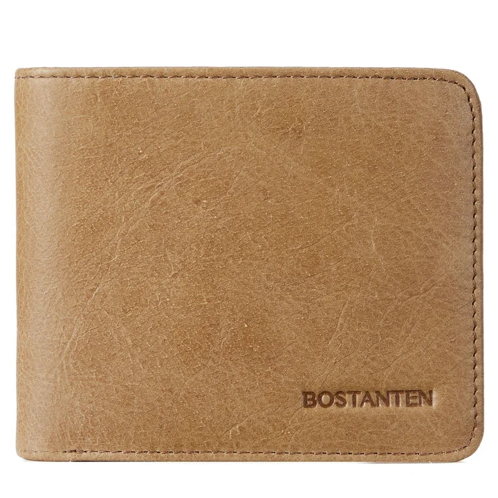 BOSTANTEN Genuine Leather Wallets for Men Slim Front Pocket Bifold RFID Blocking Wallet with ID Window