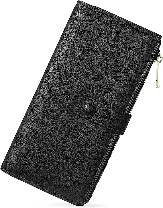 BOSTANTEN Women Wax Genuine Leather Wallet Credit Card Cash Holder Large Capacity Clutch Purse