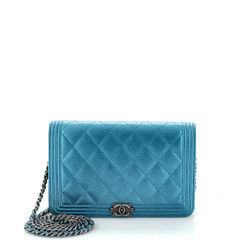 Boy Wallet on Chain Quilted Caviar