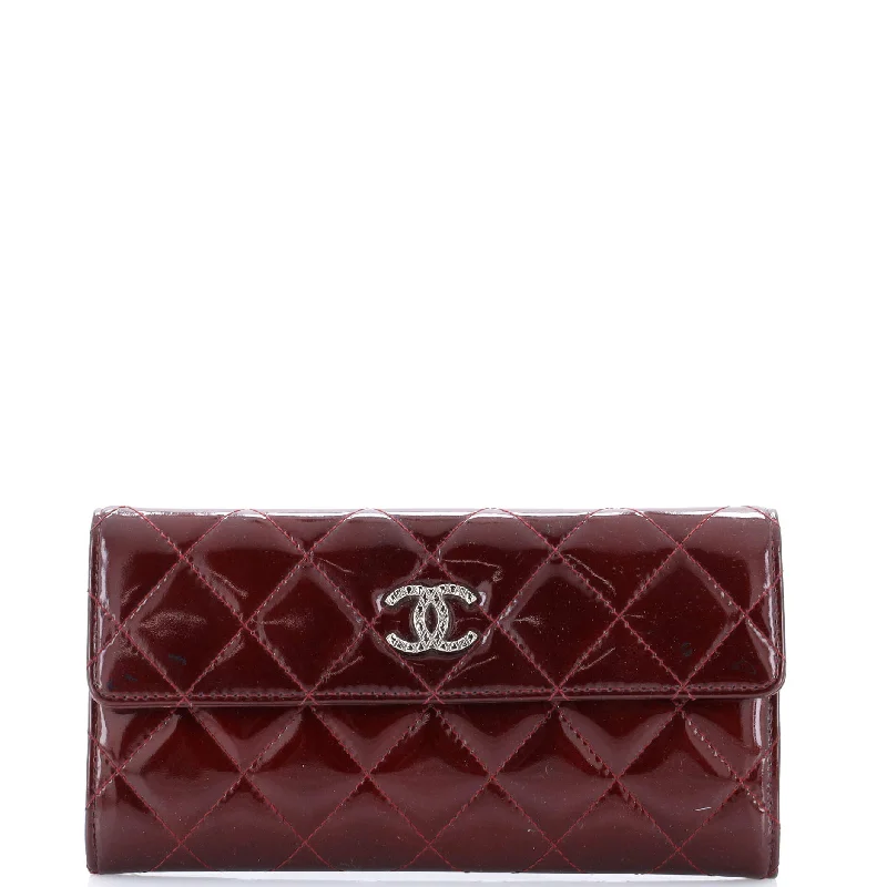 CC Brilliant Flap Wallet Quilted Patent Long