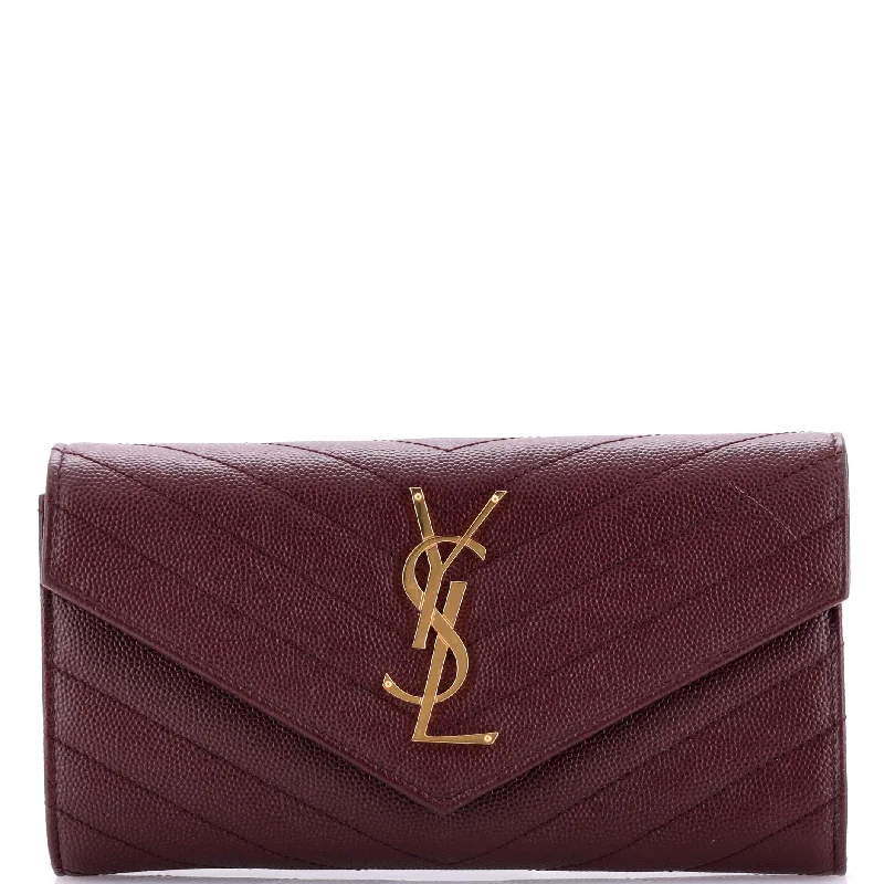 Classic Monogram Flap Wallet Matelasse Chevron Leather Large