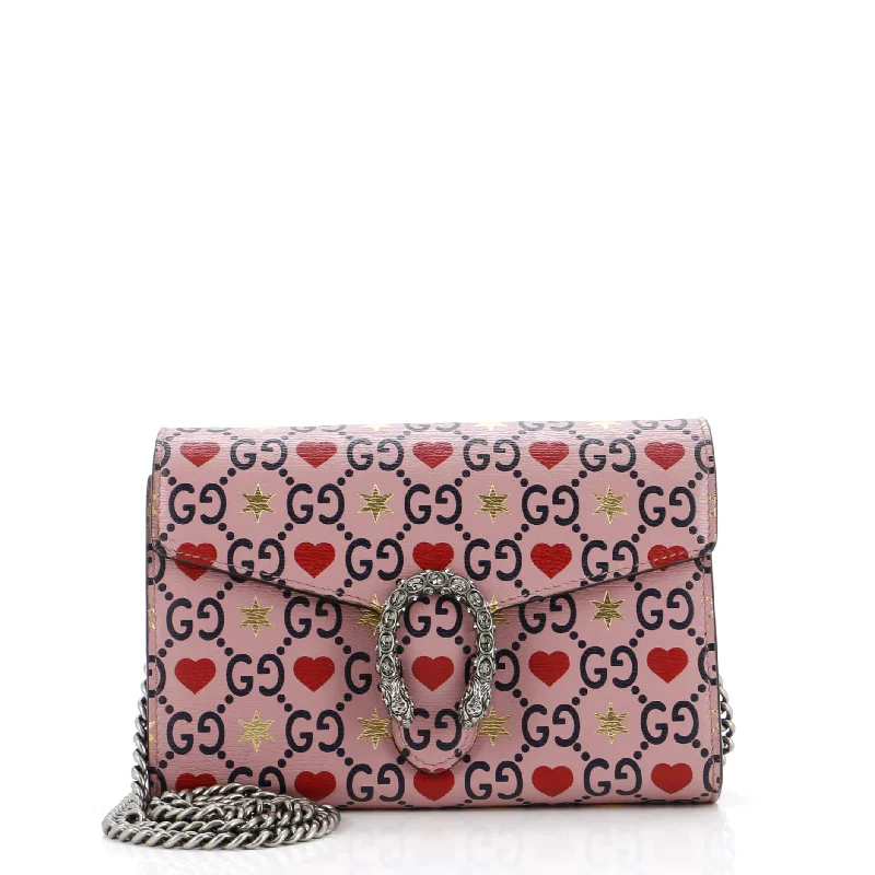 Dionysus Chain Wallet Printed Leather Small