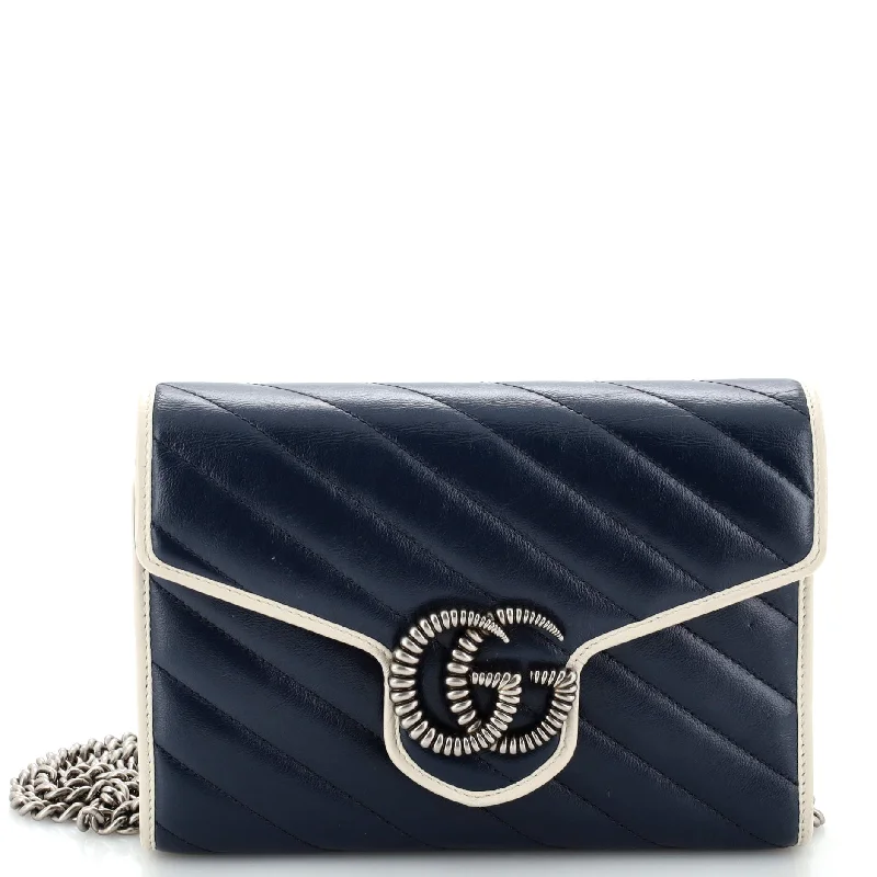 GG Marmont Chain Wallet Diagonal Quilted Leather Mini