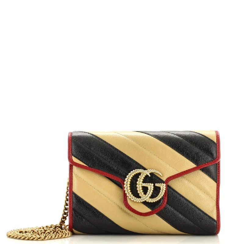 GG Marmont Chain Wallet Diagonal Quilted Leather Mini