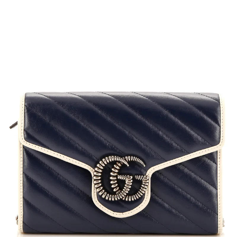 GG Marmont Chain Wallet Diagonal Quilted Leather Mini