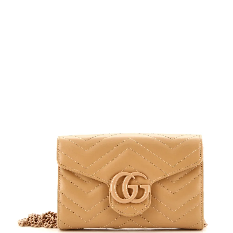 GG Marmont Monochrome Chain Wallet Matelasse Leather Mini