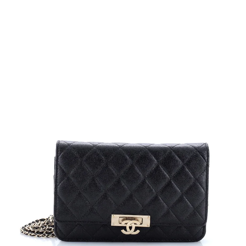 Golden Class Wallet on Chain Quilted Caviar