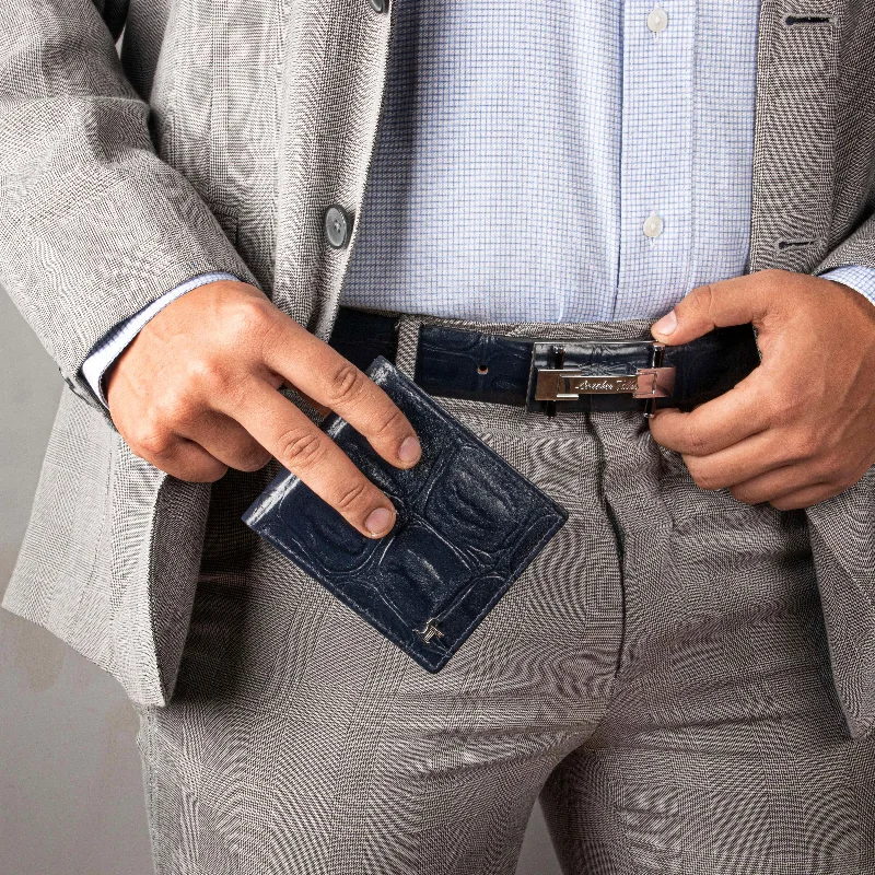 Great Dane | Genuine Leather Wallet & Belt Combo | Colour: Blue