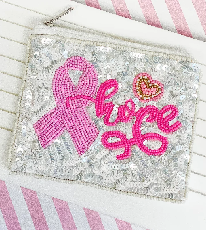 Hope Charm Beaded Zip Pouch