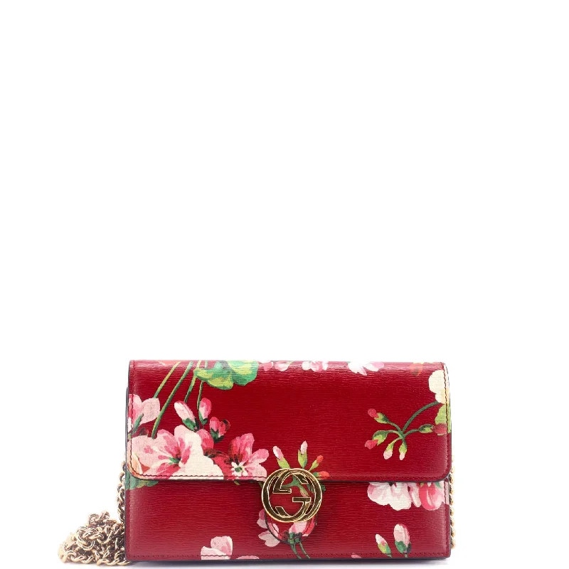 Icon Wallet on Chain Blooms Print Leather