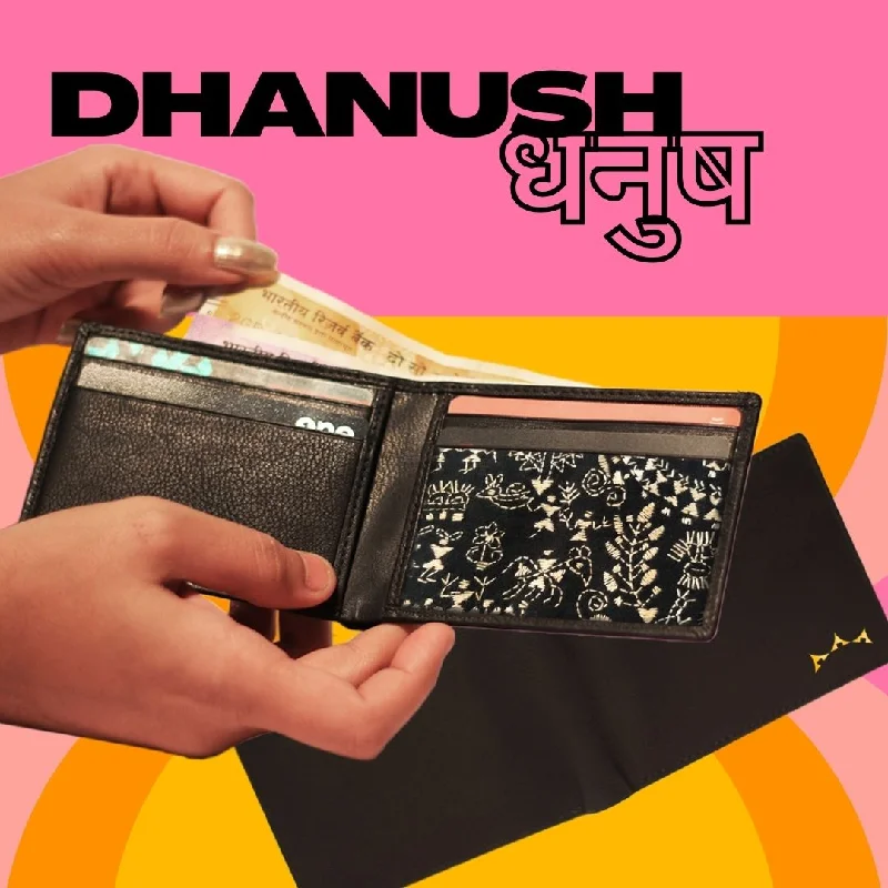 Leather and Embroidery Bi-Fold Men's Wallet - Dhanush