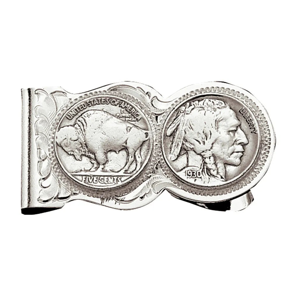 Montana Silversmith Buffalo Indian Nickel Scalloped Money Clip