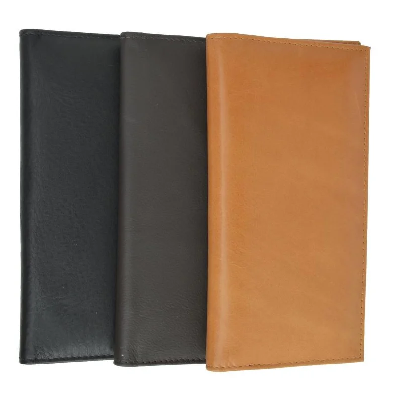 Unisex High Quality Checkbook Size Leather Wallet - Assorted Colors