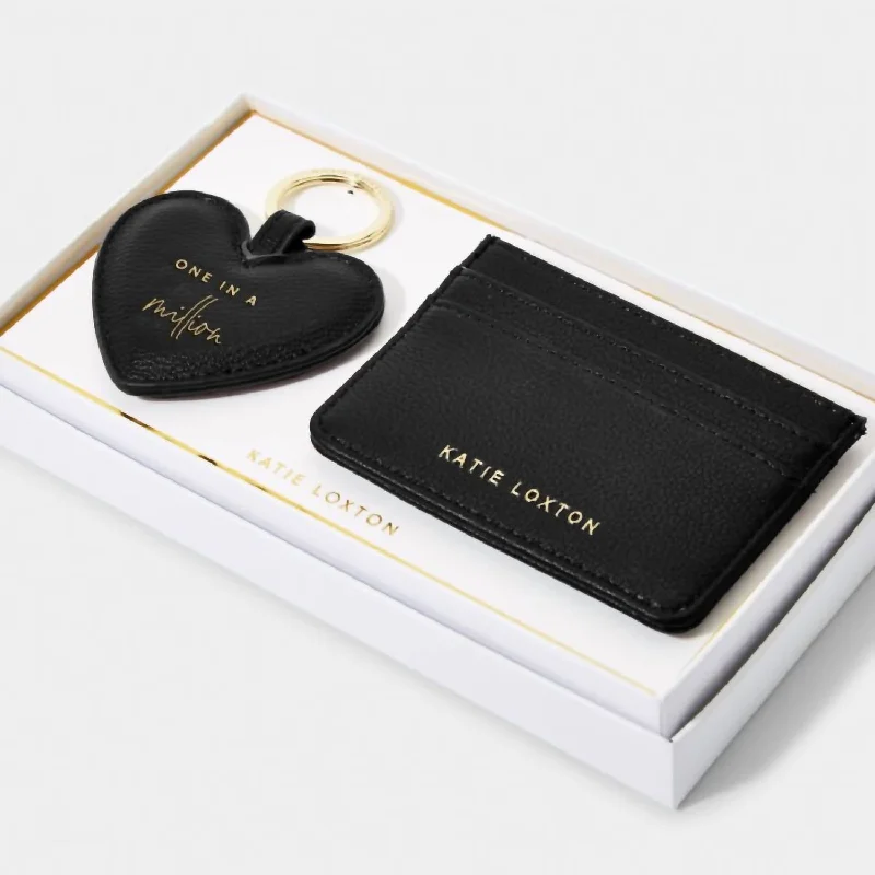 One In A Million Heart Keyring & Cardholder In Black