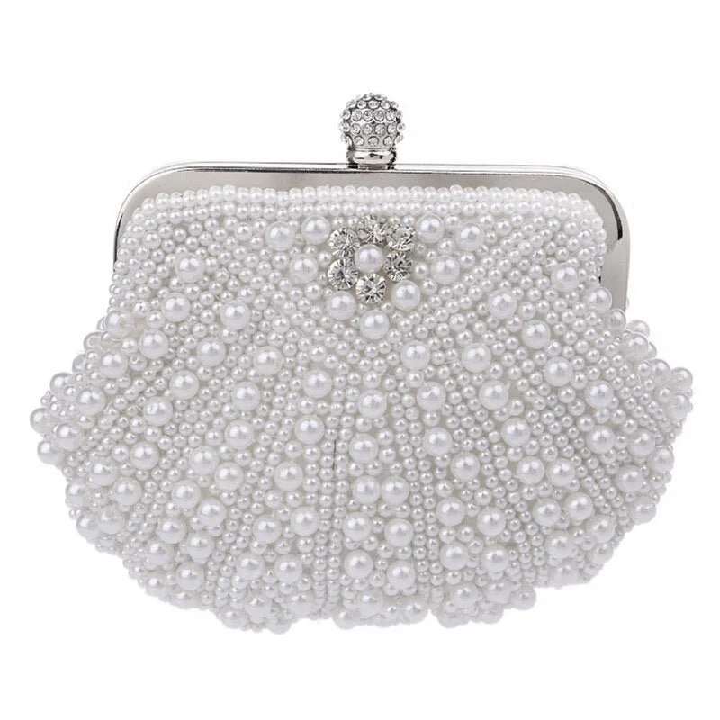 Pearl diamond clutch bag