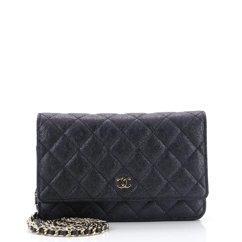 Wallet on Chain Quilted Iridescent Caviar