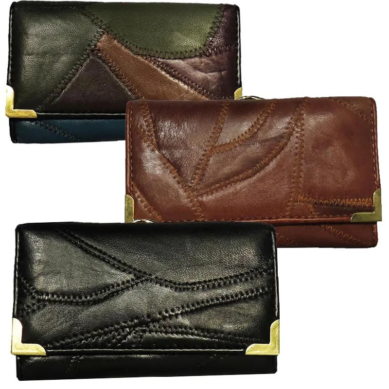 Zigzag stitch Women leather Wallet