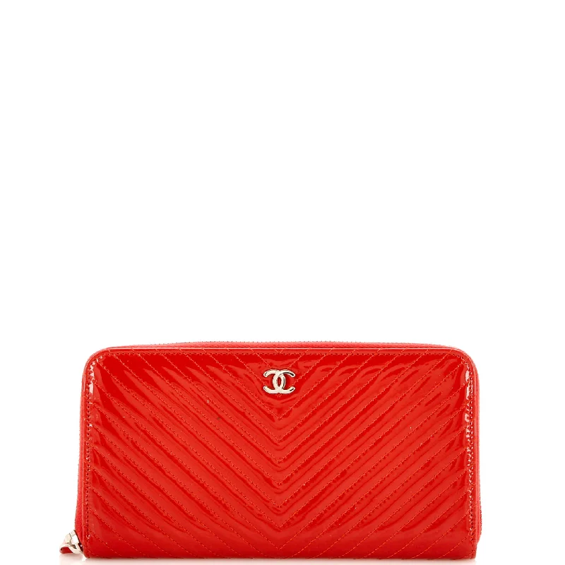 Zip Around Wallet Chevron Patent Long