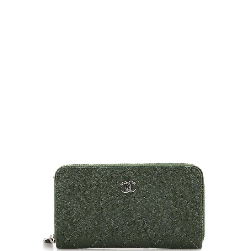 Zip Around Wallet Quilted Caviar Small