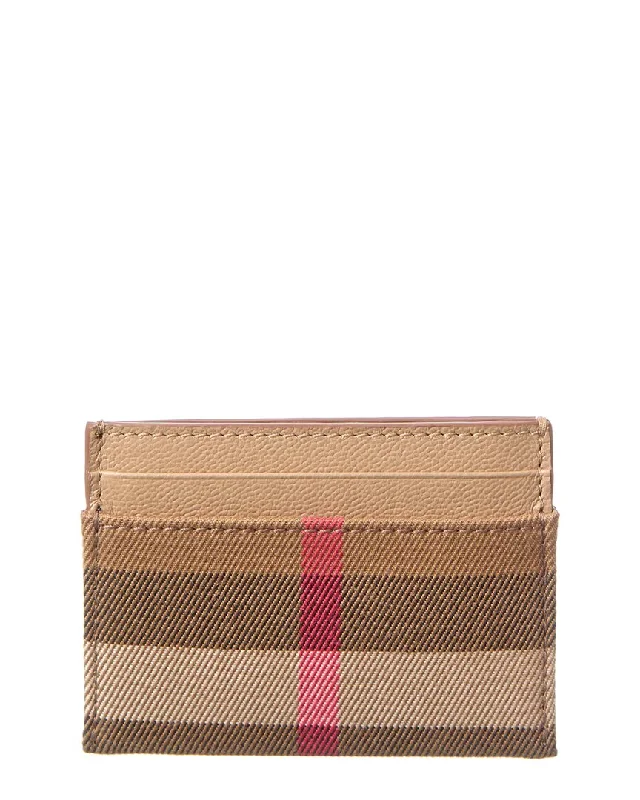 Burberry Check Canvas & Leather Card Holder