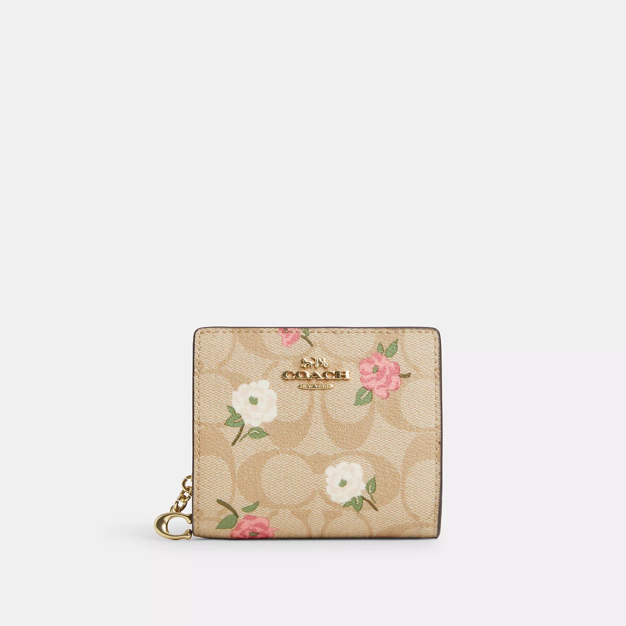 Coach Outlet Snap Wallet In Signature Canvas With Floral Print