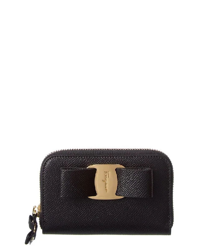 Ferragamo Vara Bow Leather Card Holder