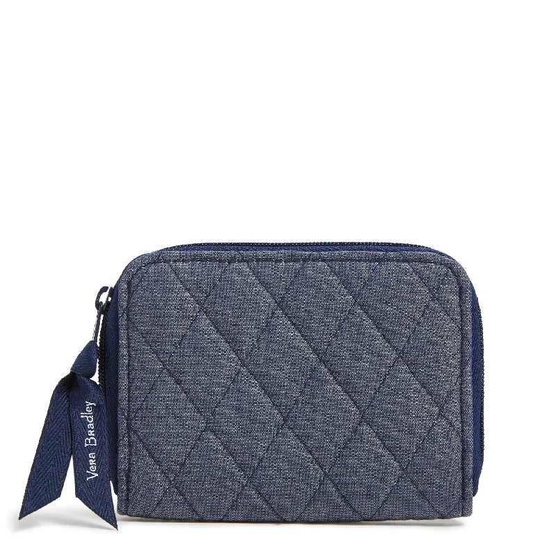 Outlet Denim Small Zip-Around Wallet