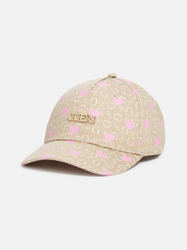 Printed Logo and Heart Baseball Hat