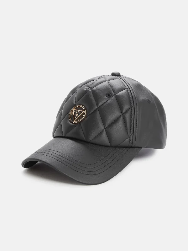 Quilted Faux-Leather Baseball Hat