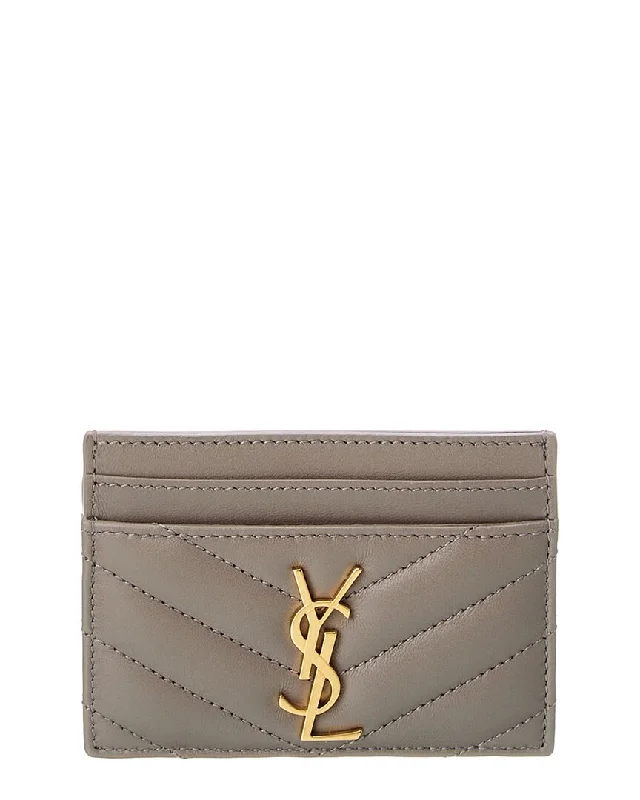 Saint Laurent Monogram Matelasse Leather Card Holder