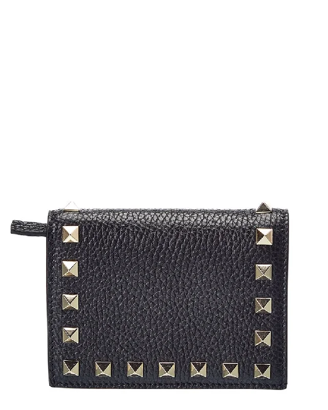 Valentino Rockstud Grainy Leather Card Holder