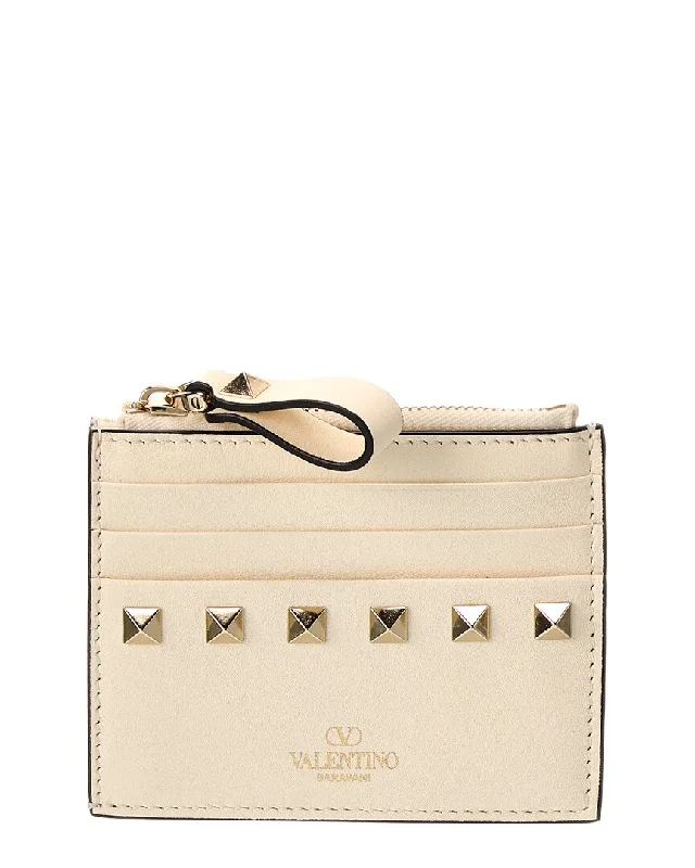 Valentino Rockstud Leather Card Holder