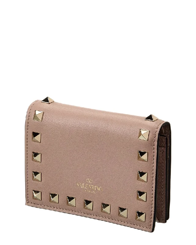 Valentino Rockstud Leather Card Holder