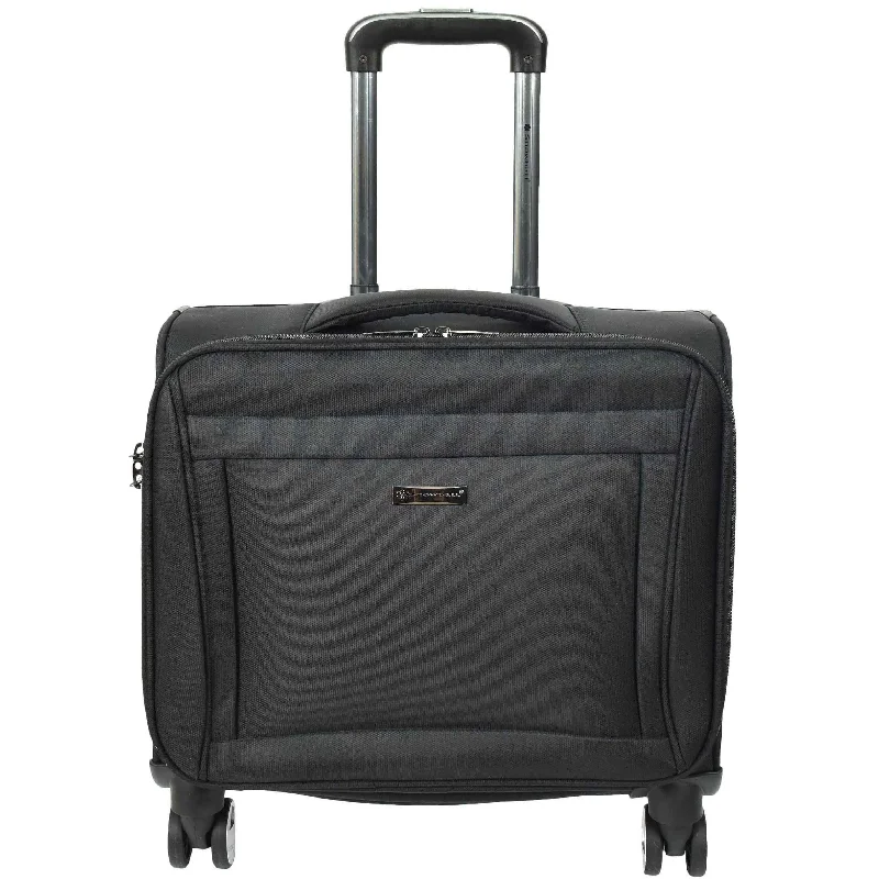 Business Organiser Office Travel Pilot Case 4 Wheeled Bag Black Troy