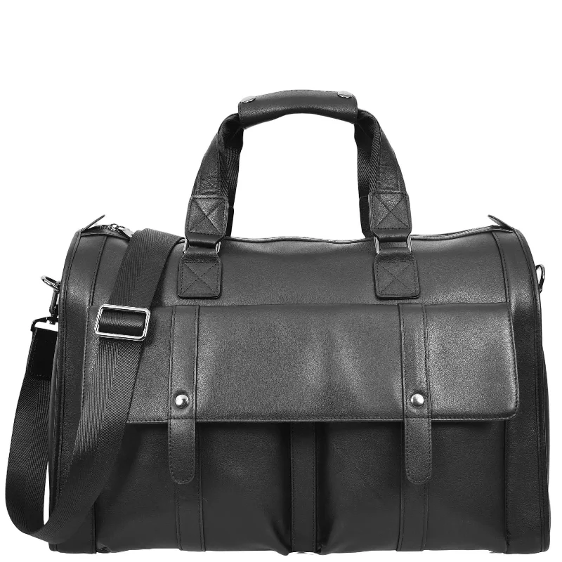 Leather Holdall Large Size Weekend Bag Wellington Black