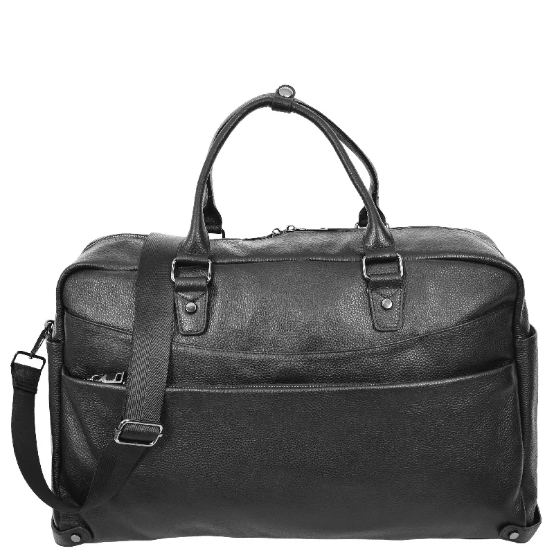 Leather Holdall Weekend Bag Langley Black