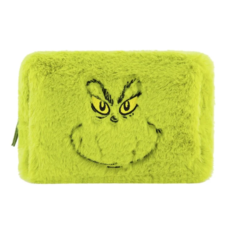 The Grinch Face Plush Cosmetic Bag