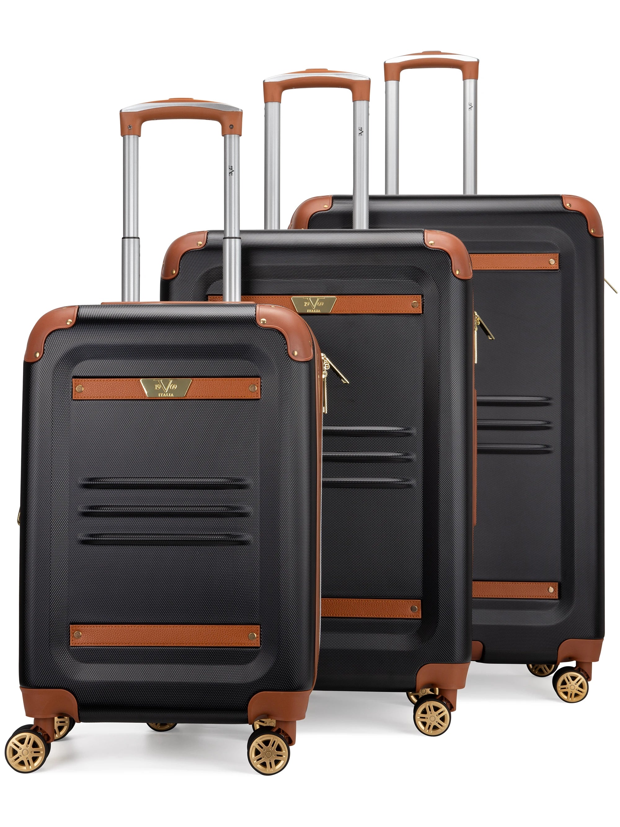 Vintage 3 Piece Expandable Retro Luggage Set