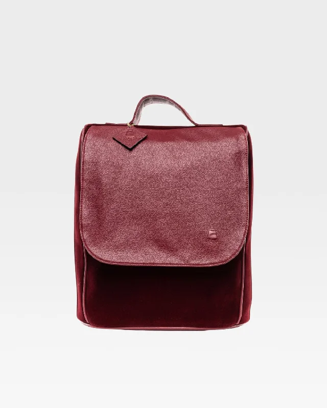 Velvet Backpack in Burgundy