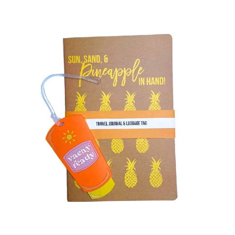 Travel Journal & Sun Tan Lotion Luggage Tag Set