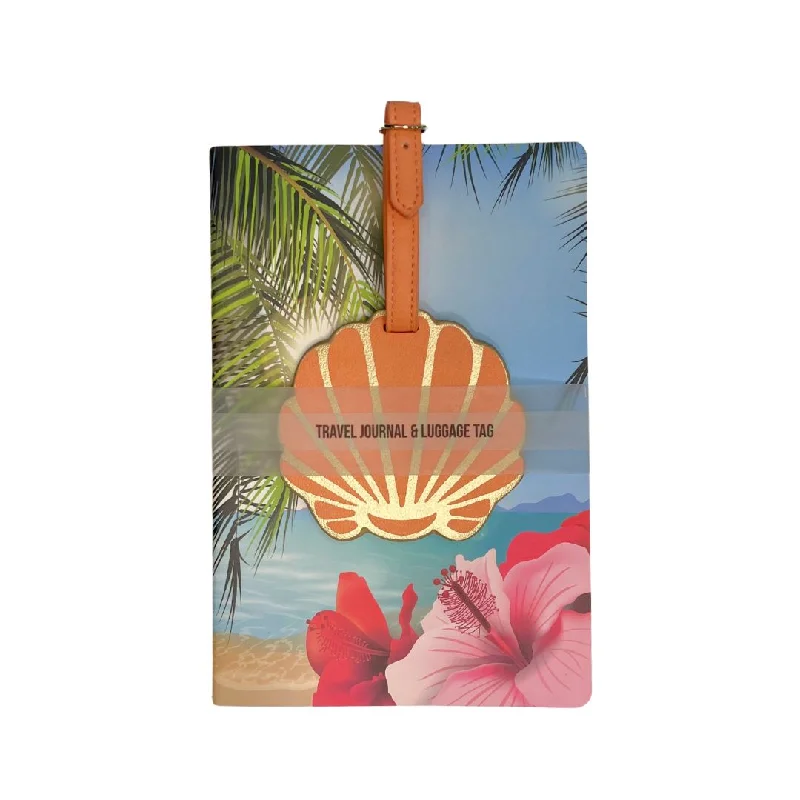 Tropical Travel Journal & Shell Vegan Leather Luggage Tag Set