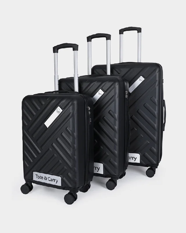 Hard Case 3 Piece Luggage Set in Black