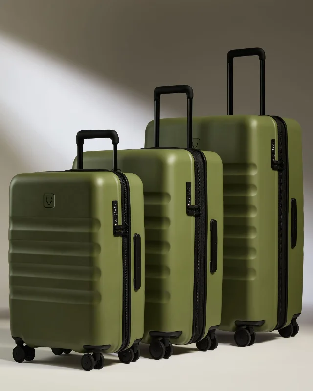 Large Cabin Suitcase Set in Fern Green - Icon Stripe