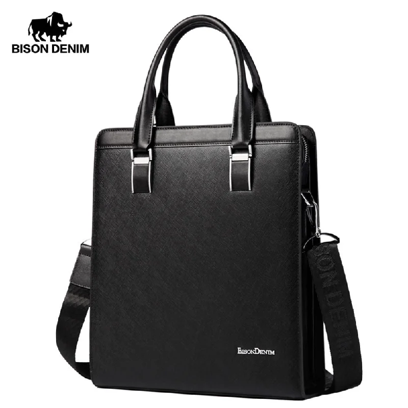 Bison Denim Genuine Leather Handbag Men Business Messenger Bag Leather Shoulder Bag Crossbody